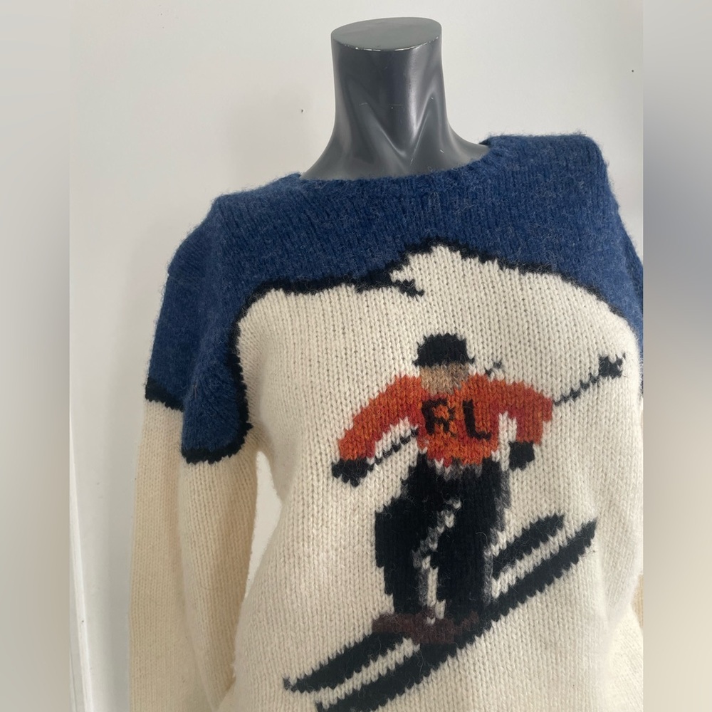 RARE VINTAGE Polo Sport by Ralph Lauren Blue and Cream Ski Sweater